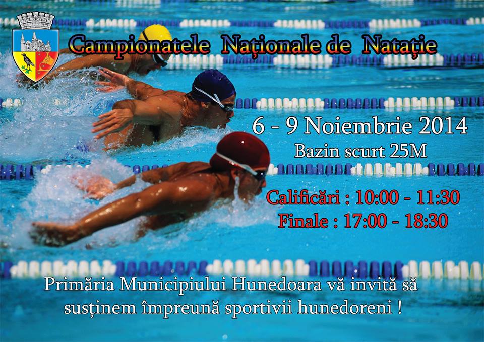 Muncipiul Hunedoara găzduiește Campionatele Naționale de natație în bazin scurt