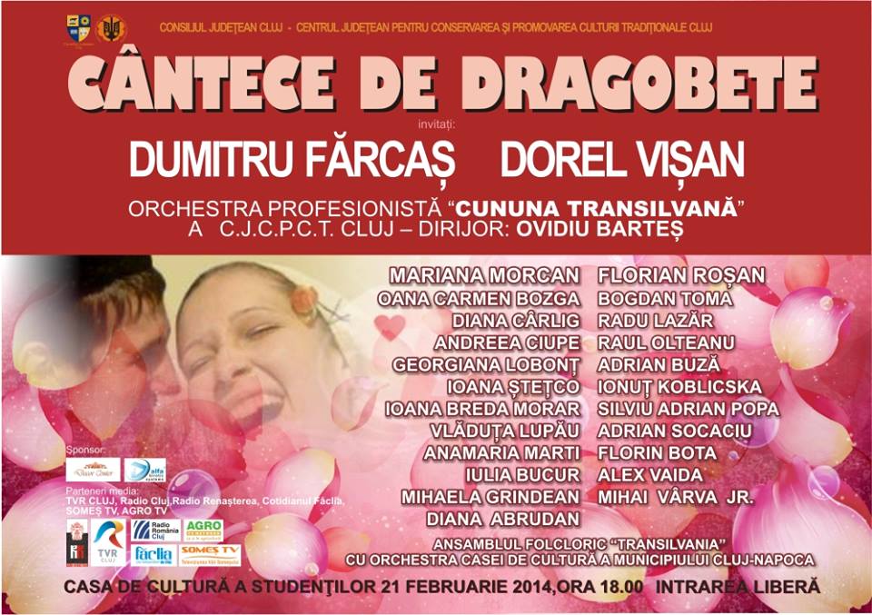 Spectacol folcloric „Cântece de Dragobete”, cu Dumitru Fărcaș și Dorel Vișan la Casa de Cultură a Studenților din Cluj