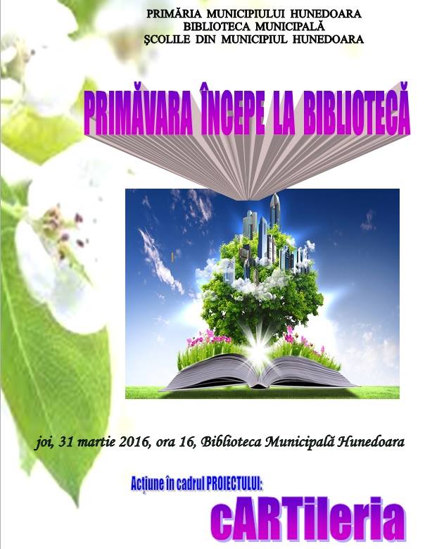 Hunedoara: Biblioteca Municipală împreună cu școlile din municipiu inițiază proiectul „cARTileria”