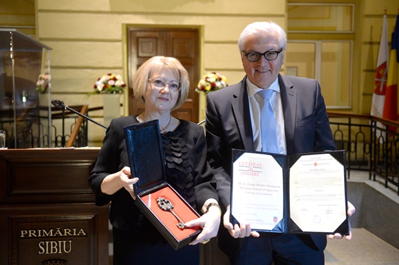 Frank Walter Steinmeier, ministrul de externe al Germaniei, cetățean de onoare al Sibiului
