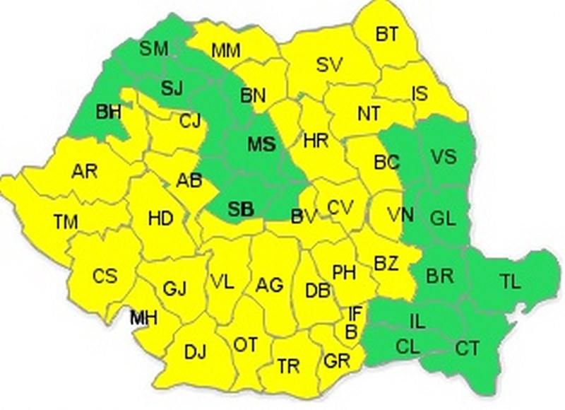 Bistrița-Năsăud, sub cod galben de ploi