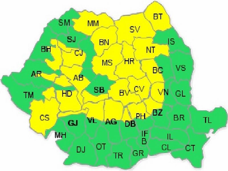 Bistrița-Năsăud se află sub cod galben de viscol