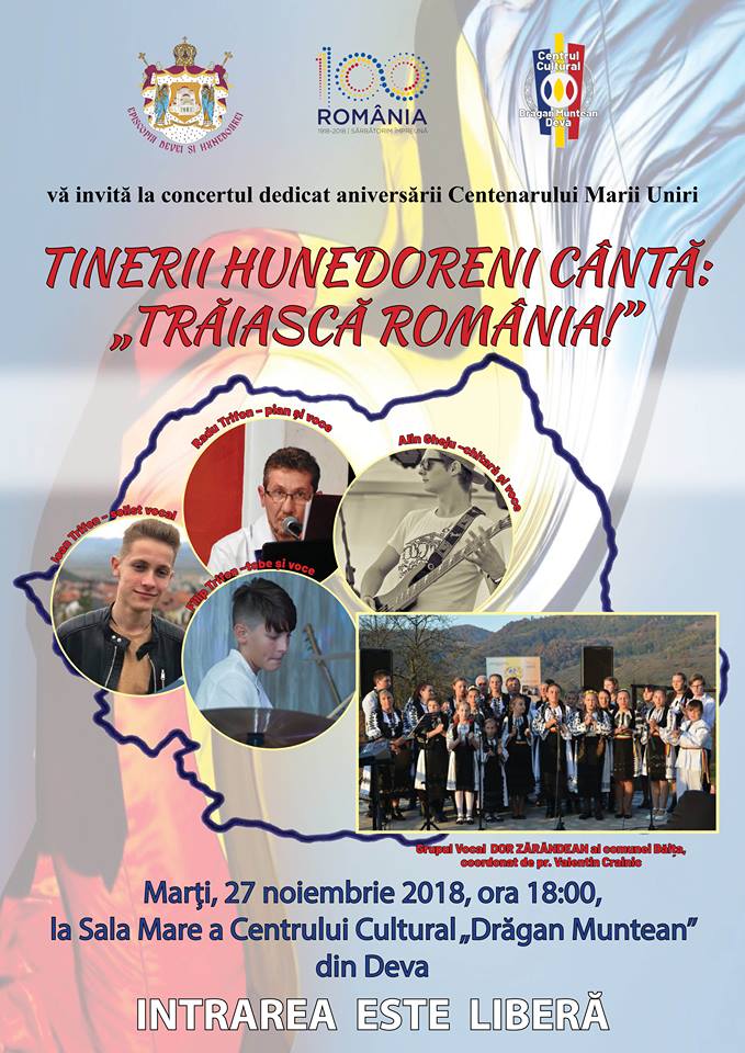 Concert dedicat Centenarului, la Centrul Cultural ”Drăgan Muntean” din Deva