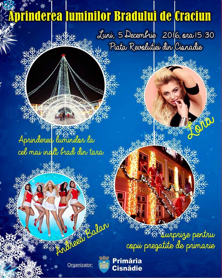 Cisnădie: Concert Lora & Andreea Balan – Aprinderea iluminatului festiv (luni, 5 decembrie)