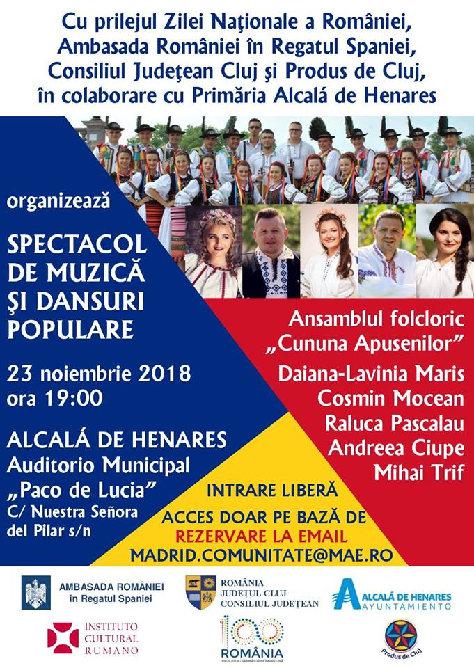 Muzică și dansuri populare din Cluj, la Ambasada României din Spania