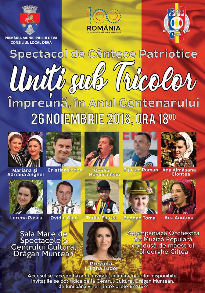 Concert de cântece patriotice, pe scena Centrului Cultural din Deva