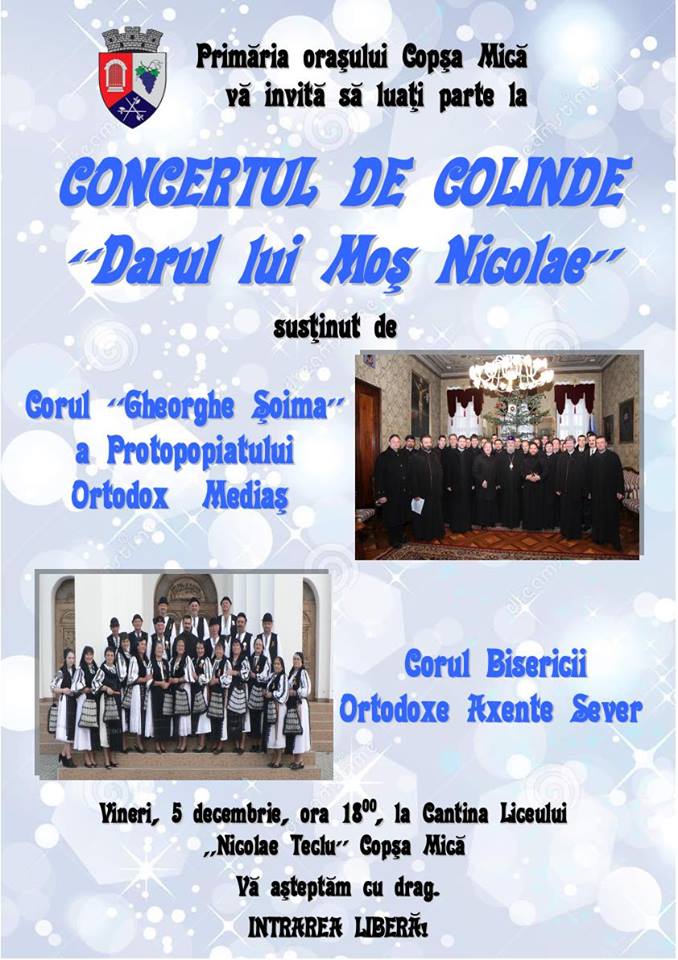 Copșa Mică: Concert de colinde “Darul lui Moş Nicolae”
