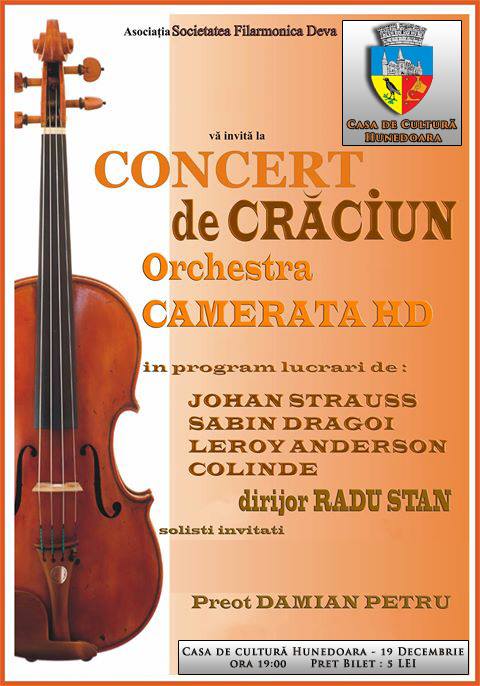 Concert de Crăciun în Hunedoara (vineri, 19 decembrie)