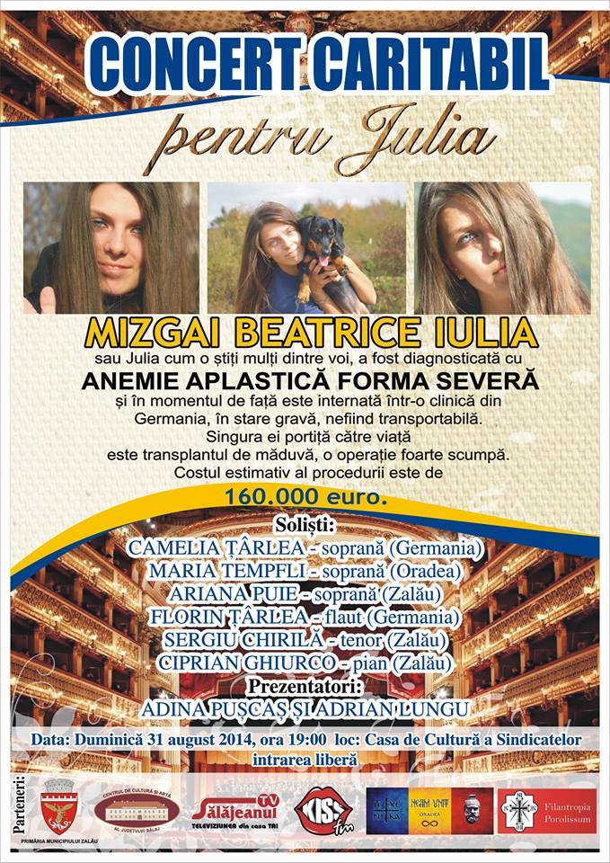 Zalău: Concert caritabil pentru Julia