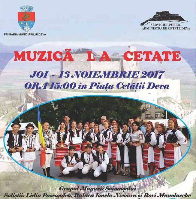 Concert de muzică populară în Piața Cetății din Deva (joi, 16 noiembrie)