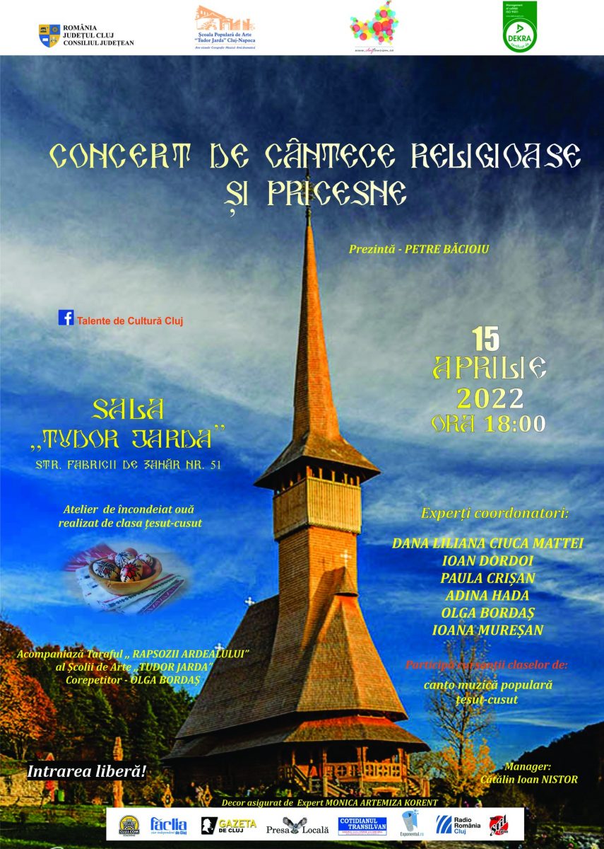 Concert de cântece religioase și pricesne la Școala de Arte „Tudor Jarda”