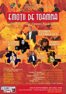 Cluj Napoca: Concert de romanţe „Emoţii de toamnă” (joi, 29 septembrie)