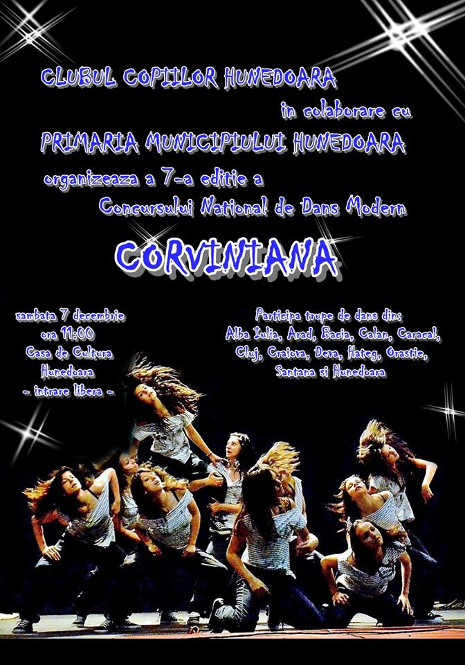 Concursului Naţional de Dans Modern „CORVINIANA” se va desfășura sâmbăta la Hunedoara