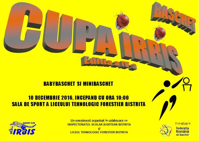 Bistrița: Cupa Irbis la baschet copii se desfășoară în data de 10 decembrie