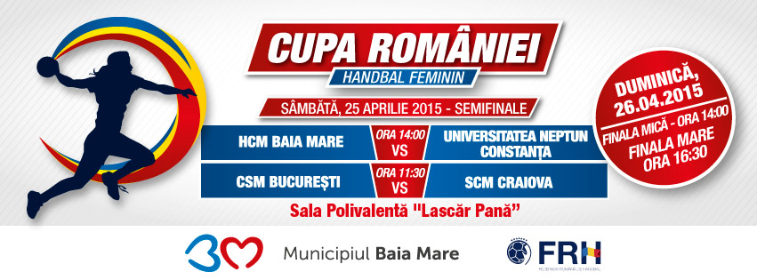Vezi programul turneului final al Cupei României la handbal feminin ( Baia Mare, 25-26 aprilie)