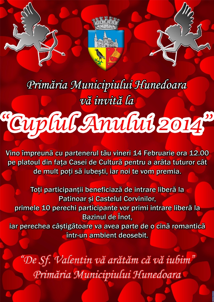 Concurs „Cuplul Anului 2014”, organizat în Hunedoara de Sfântul Valentin