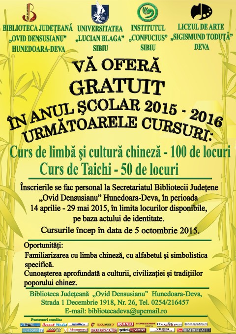 Deva: Înscrieri la cursuri de limba chineză, caligrafie chinezească și Taichi