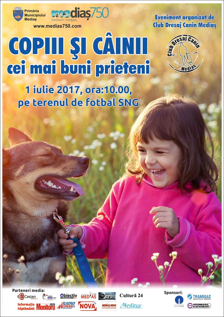 Demonstrație „Copiii și câinii – cei mai buni prieteni”, la Mediaș