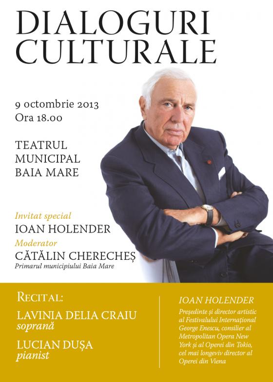 Dialog cultural cu Ioan Holender, moderat de primarul Cătălin Cherecheș