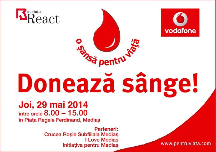 Acțiune de donare de sânge în municipiul Mediaș (joi, 29 mai)