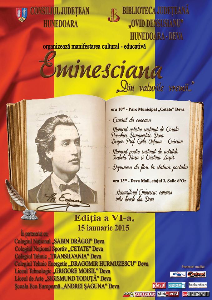 Manifestare omagială desfășurată sub genericul „Eminesciana. Din valurile vremii…” la Biblioteca Județeană din Deva
