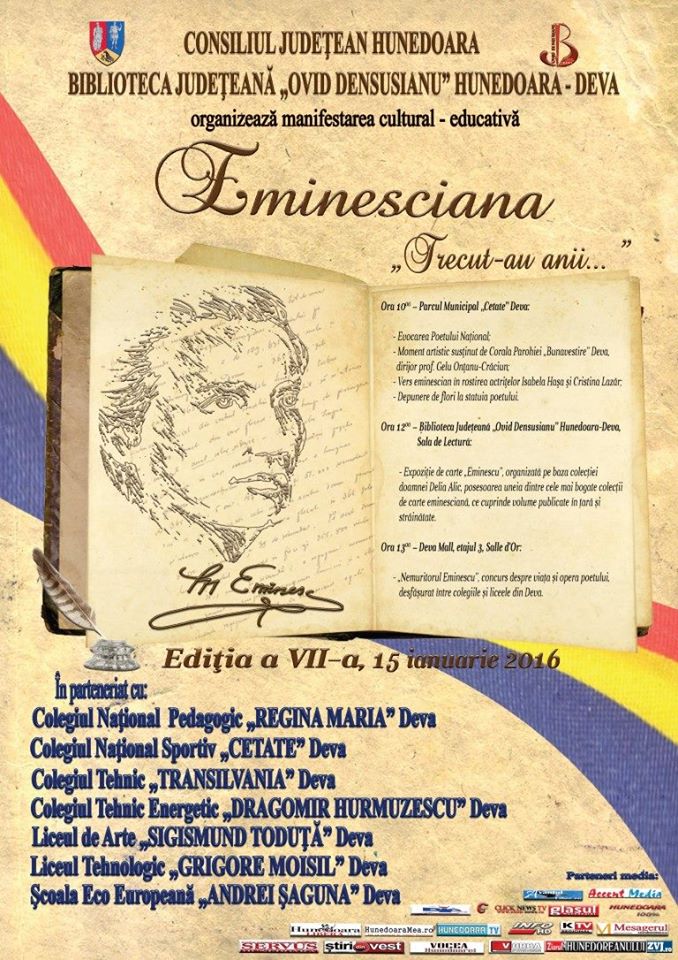 Manifestare organizată de Biblioteca Județeană „Ovid Densușianu” Hunedoara-Deva cu ocazia zilei de 15 ianuarie
