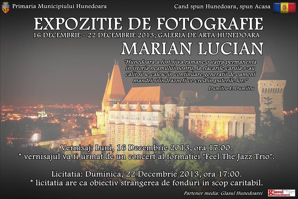 Expoziție de fotografie în scop caritabil, vernisată luni 16 decembrie la Galeria de Arte din Hunedoara