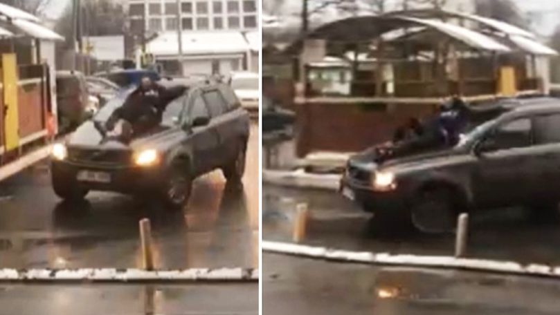Accidentat dupa ce s-a urcat pe capota, iar soferul era beat!