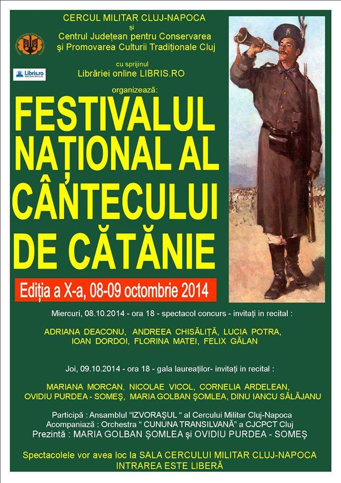 Festivalul Naţional al Cântecului de Cătănie se va desfășura în Cluj Napoca