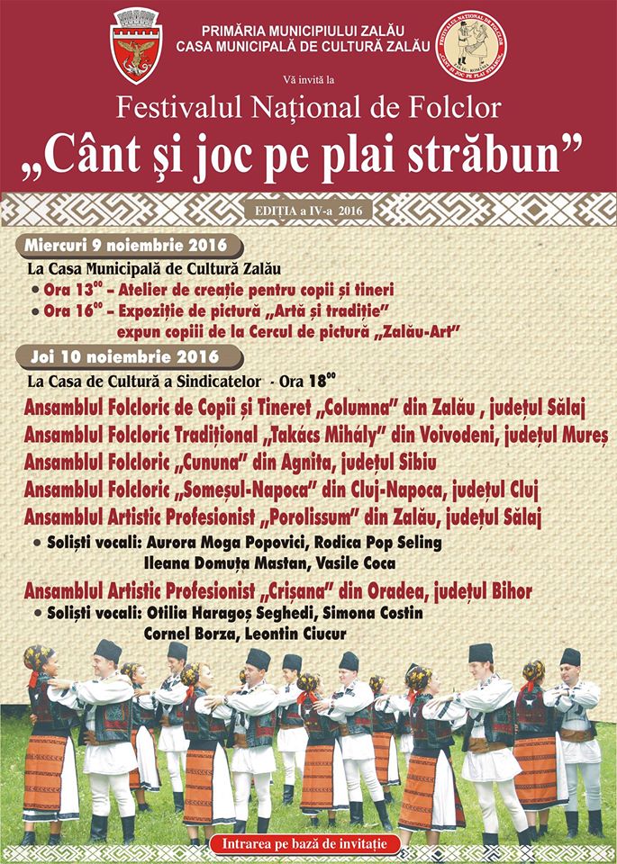 Festivalul Național de Folclor „Cânt și joc pe plai străbun” începe azi în Zalău