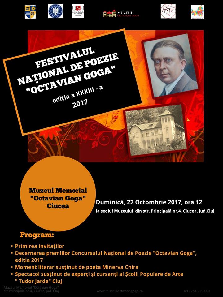 Festivalul Național de Poezie ,,Octavian Goga” se desfășoară la Ciucea (duminică, 22 octombrie)