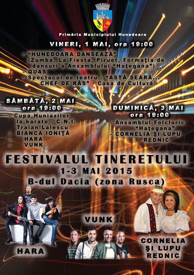 Hunedoara găzduiește ediția a III-a a Festivalului Tineretului (1-3 mai)