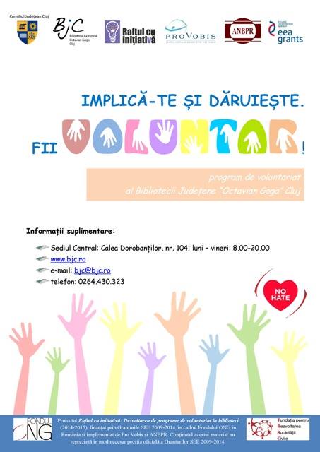 Cluj Napoca: Deschidere minibibliotecă în cadrul proiectului „Implică-te şi dăruieşte. Fii voluntar!”