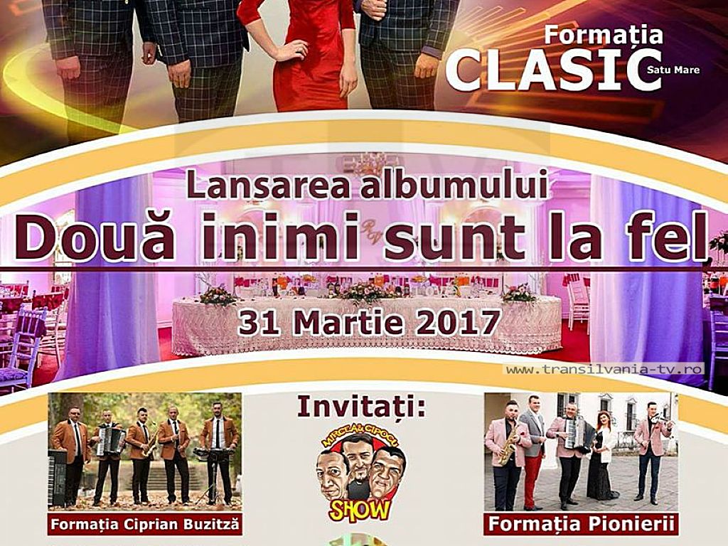Formația Clasic Satu Mare vă invită la lansarea albumului „Două inimi sunt la fel”