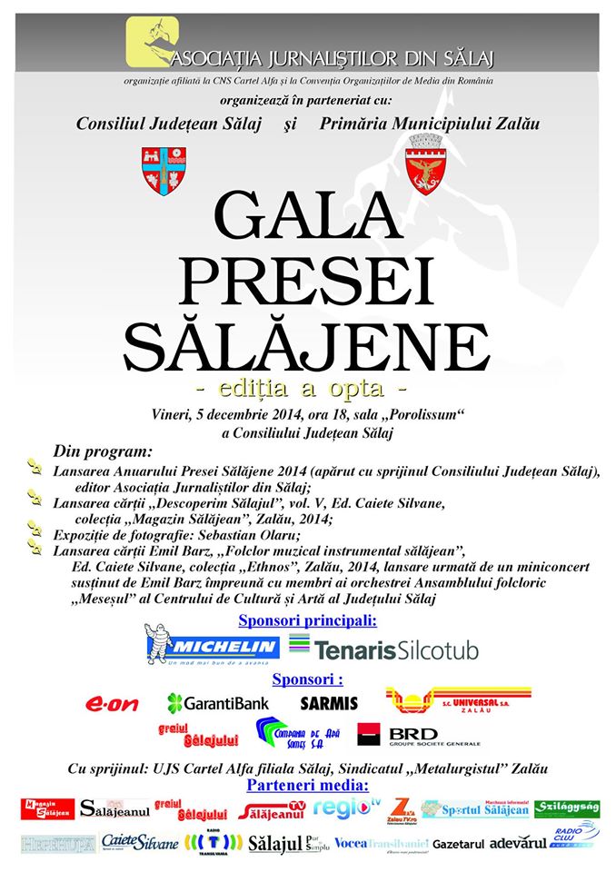 Gala Presei Sălăjene se va desfășura vineri 5 decembrie (ora 18)