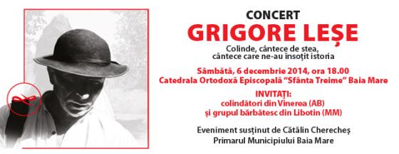 Concert Grigore Leşe la Catedrala Ortodoxă Episcopală Sfânta Treime din Baia Mare (6 decembrie)