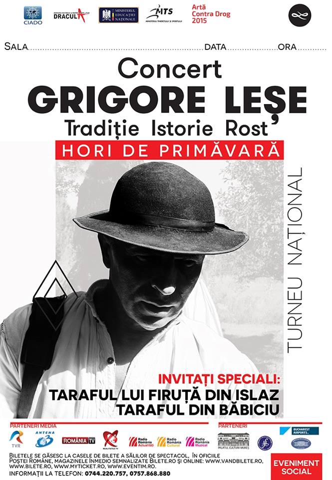 Concert Grigore Leșe la Zalău (duminică, 8 martie)