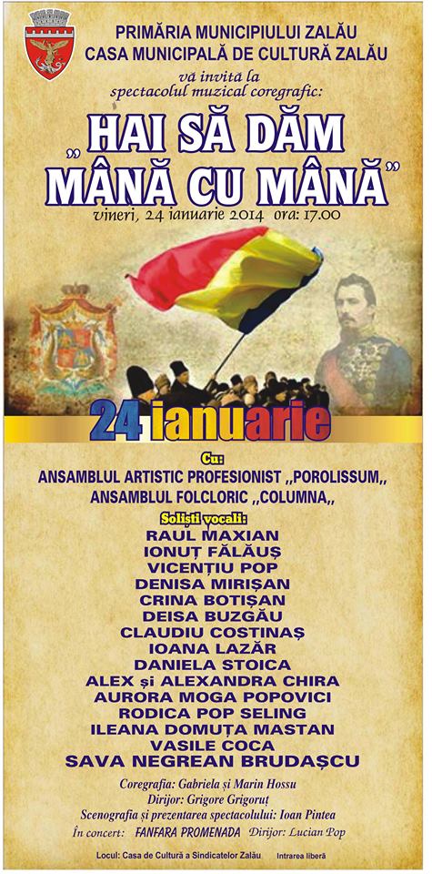 „Hai să dăm mână cu mână”, concert de muzică populară organizat la Zalău de Ziua Unirii