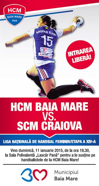Intrare liberă la partida HCM Baia Mare – SCM Craiova