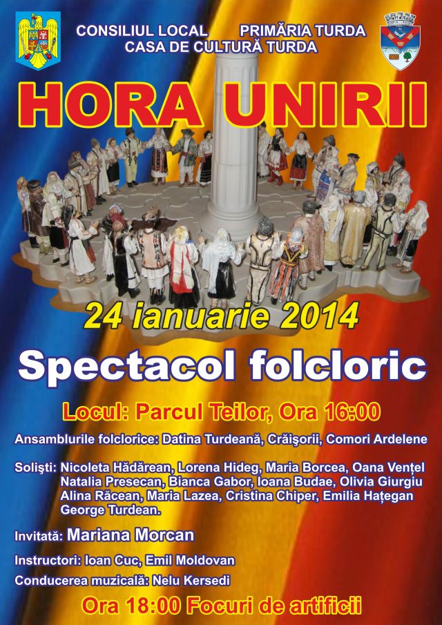 Muzică populară și artificii la Turda, de Ziua Unirii Principatelor Române