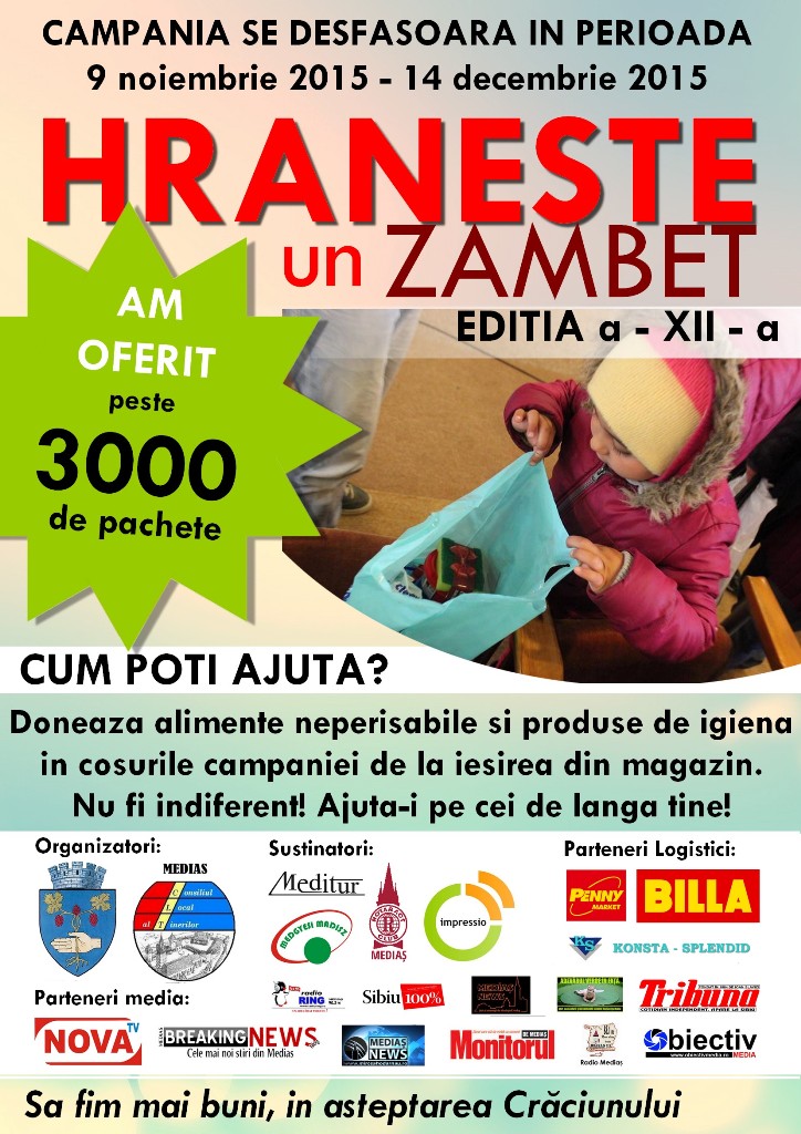 Mediaș: O nouă ediţie a campaniei „Hrăneşte un zâmbet“