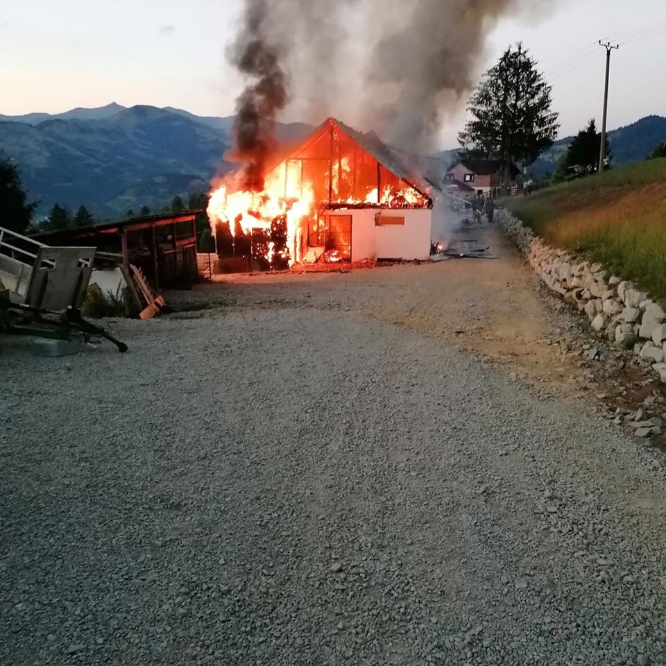 Șapte ore de luptă cu flăcările într-o zonă de munte, greu accesibilă, din localitatea Rodna