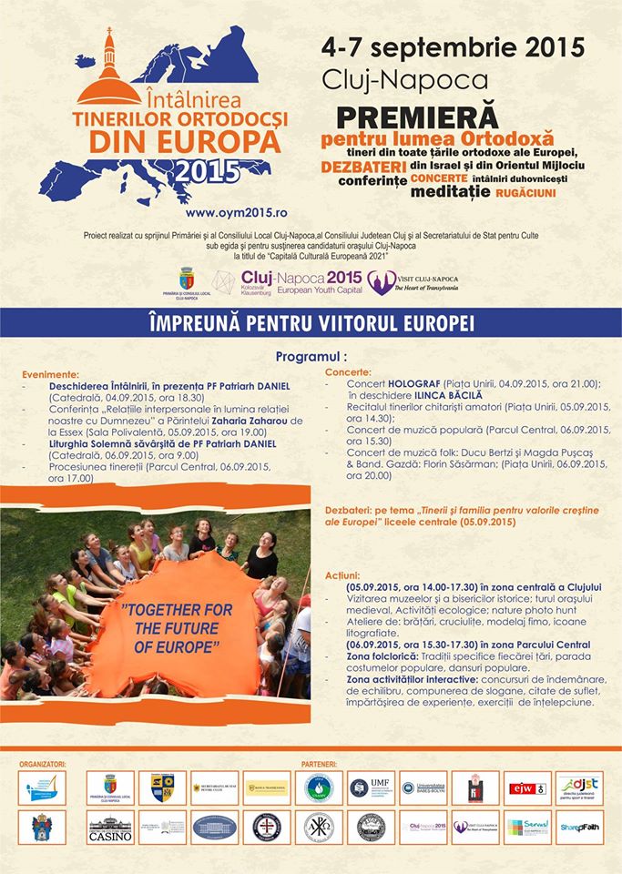 Întâlnirea Tinerilor Ortodocşi din Europa se va desfășura în Cluj-Napoca (4-7 septembrie)