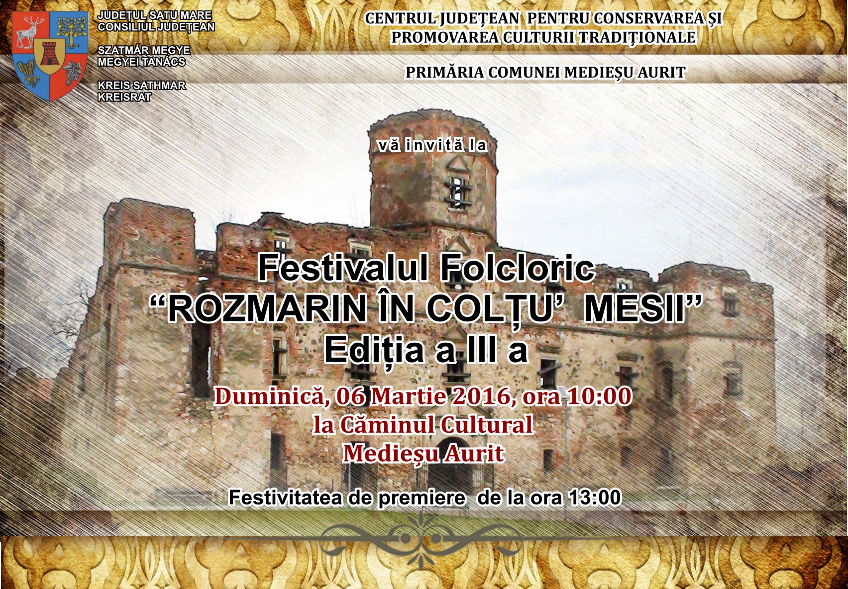 Petrică Mureșan vă invită la festivalul „Rozmarin în colţu’ mesii” de la Medieșu Aurit