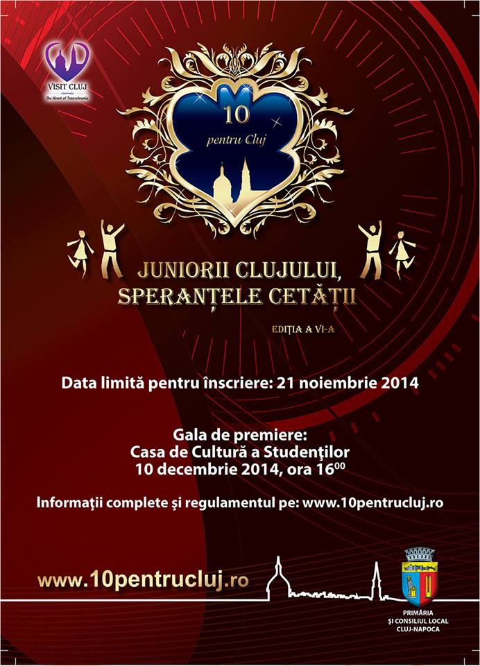 Vineri, 21 noiembrie, ultima zi în care elevii clujeni pot fi înscriși la Gala de Excelenţă Zece Pentru Cluj!