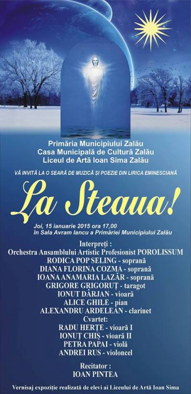 Zalău: „La Steaua!”, spectacol dedicat lui Mihai Eminescu