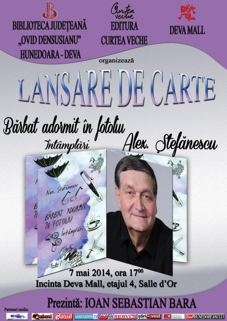 Alex. Ștefănescu își va lansa la Deva cartea „Bărbat adormit în fotoliu – Întâmplări”