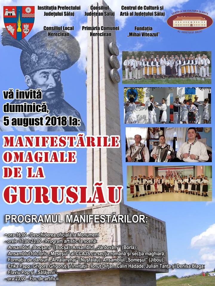 Manifestări omagiale duminică, 5 august, la Guruslău
