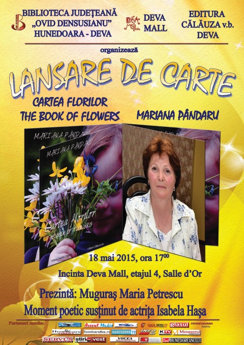 Mariana Pândaru își lansează volum bilingv „Cartea florilor”/”The Book of Flowers”