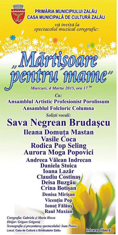 „Mărţişoare pentru mame”, la Casa de Cultură a Sindicatelor Zalău (4 martie)